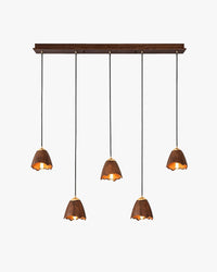 WOMO Bell‑Shade Multi‑Light Wood Pendant Light-WM3286