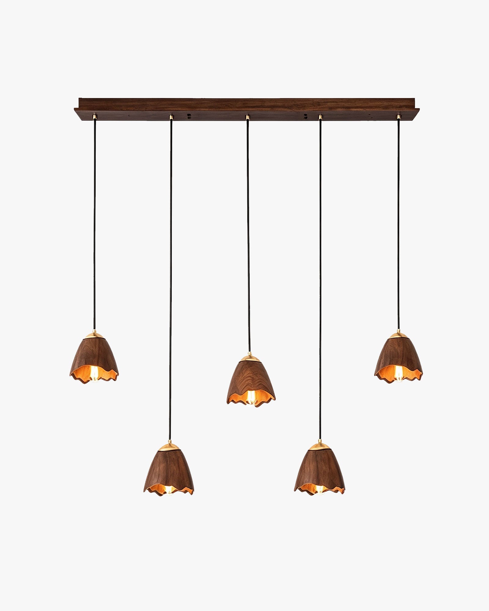 WOMO Bell‑Shade Multi‑Light Wood Pendant Light-WM3286