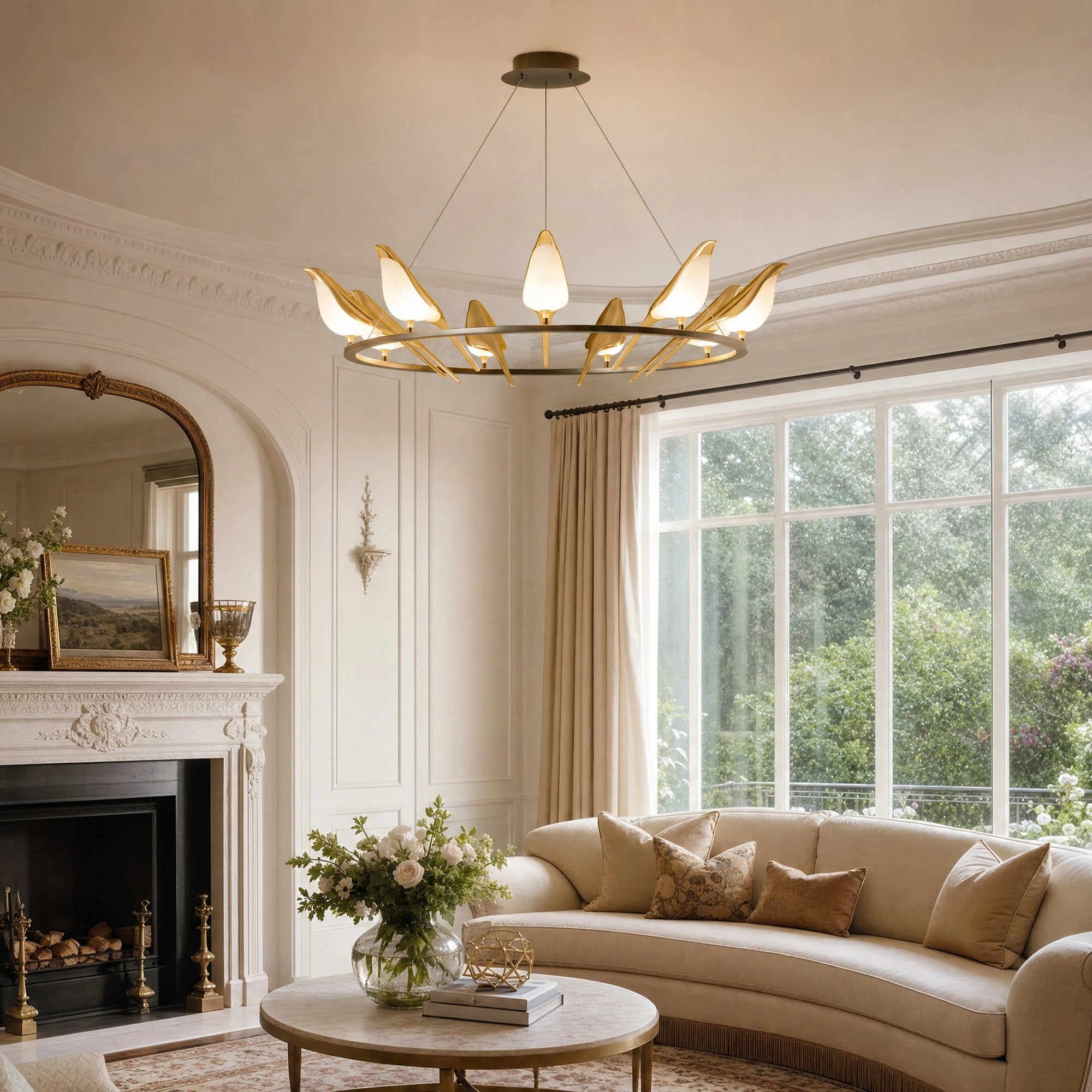 WOMO Gold Bird Round Chandelier-WM2512d