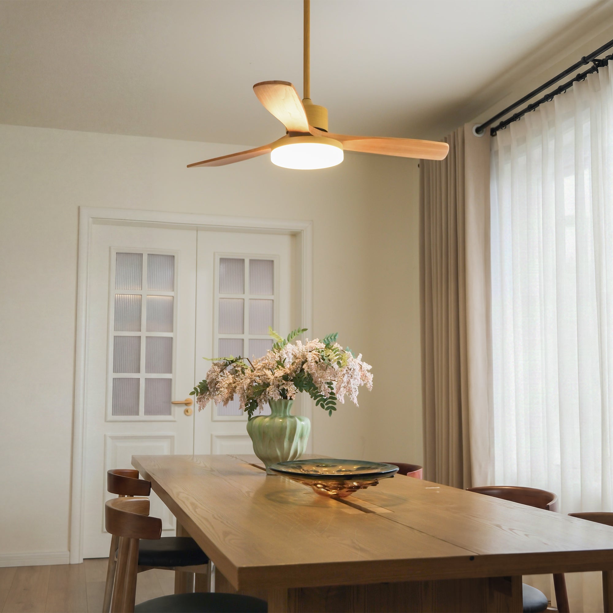WOMO 3 Blade Nordic Reversible Ceiling Fan with Light-WM5002