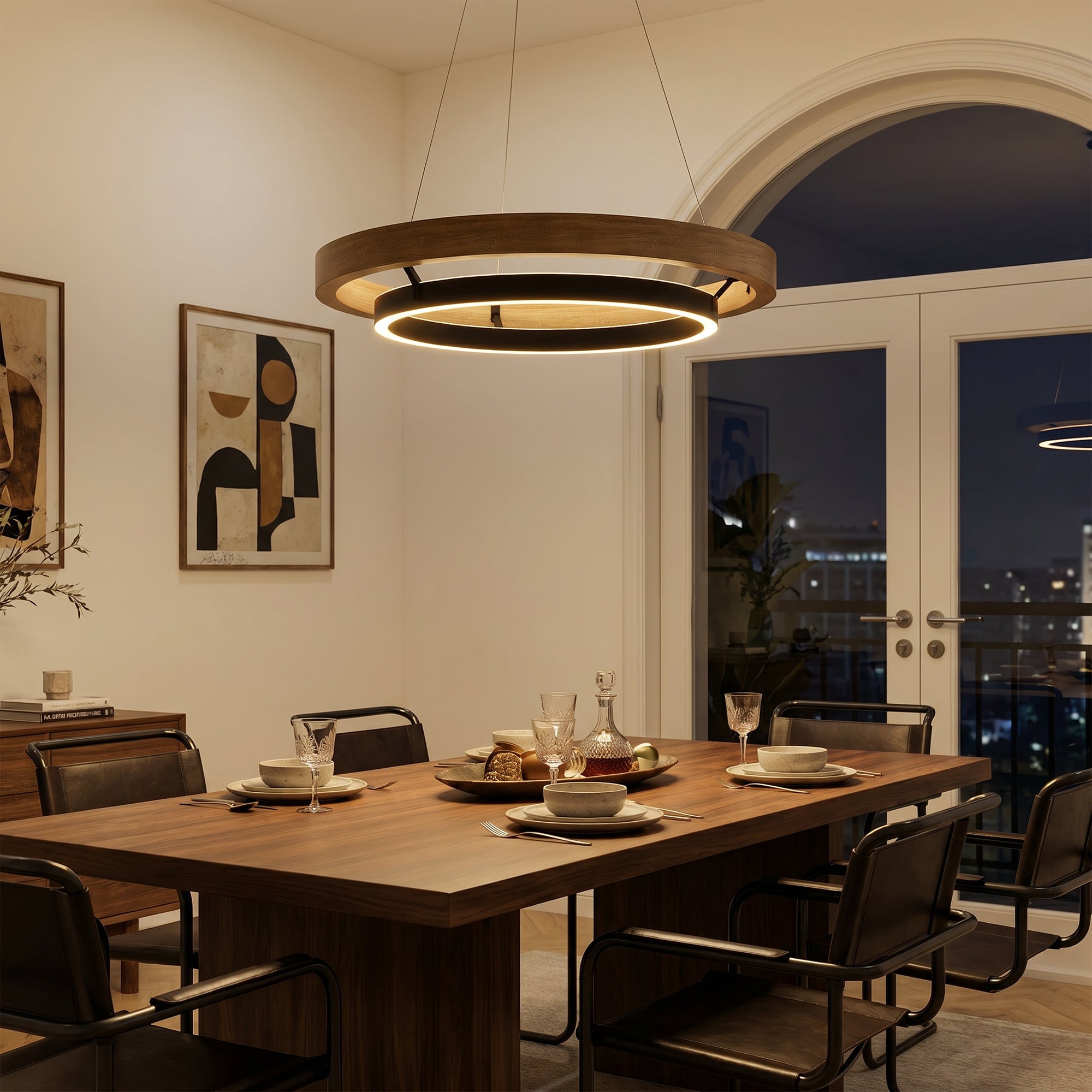 WOMO Circular Wood Led Chandelier-WM2492