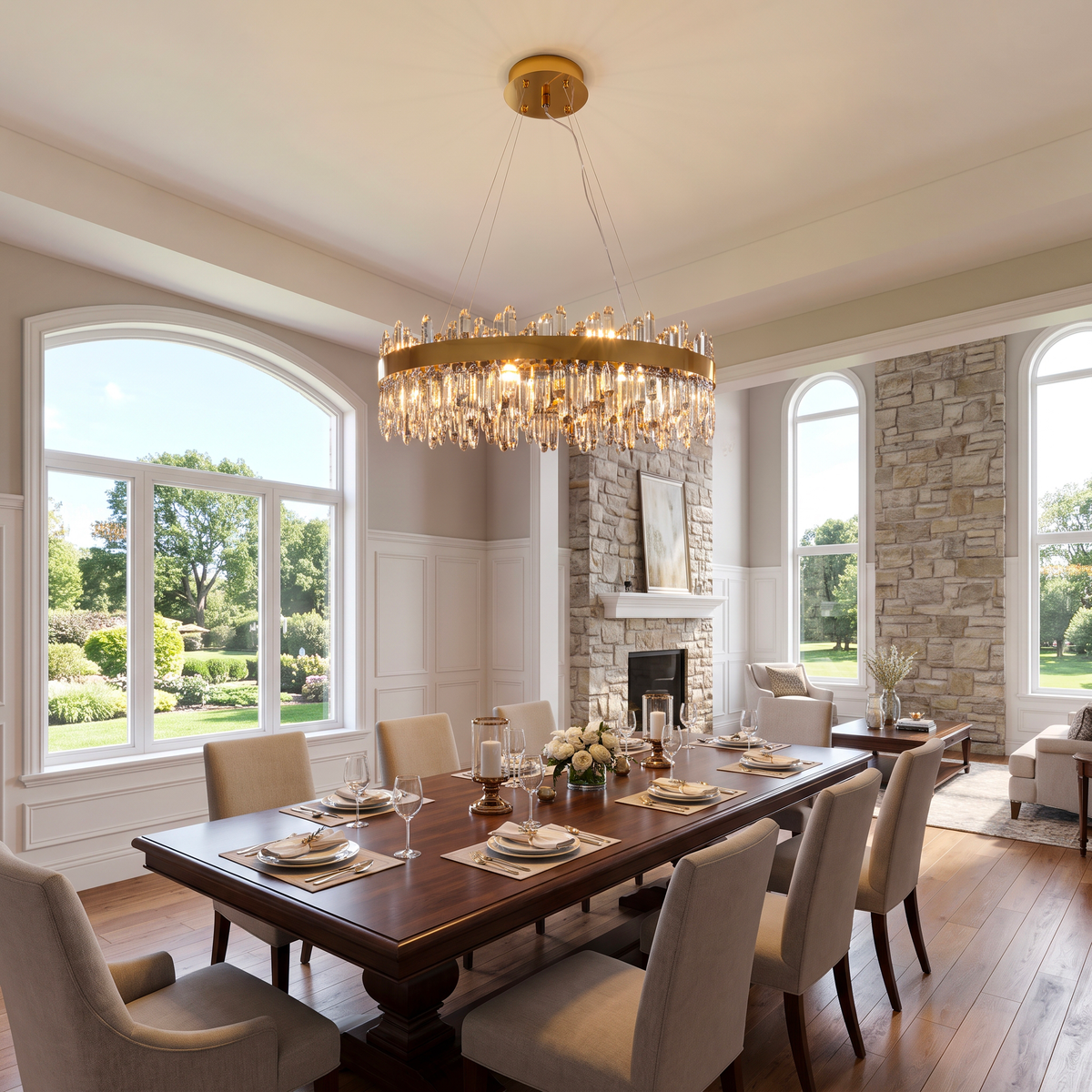 WOMO Gold Crystal Round Chandelier-WM2339a