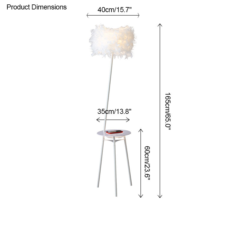 WOMO Dimmable Feather Tripod Floor Lamp with Tray-WM7058