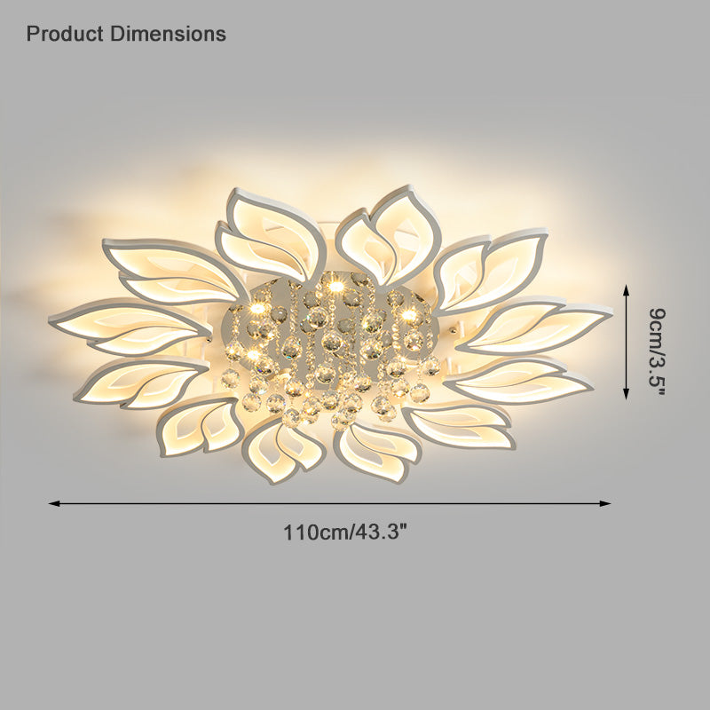 WOMO Big Flower Crystal Flush Mount Ceiling Light-WM1107