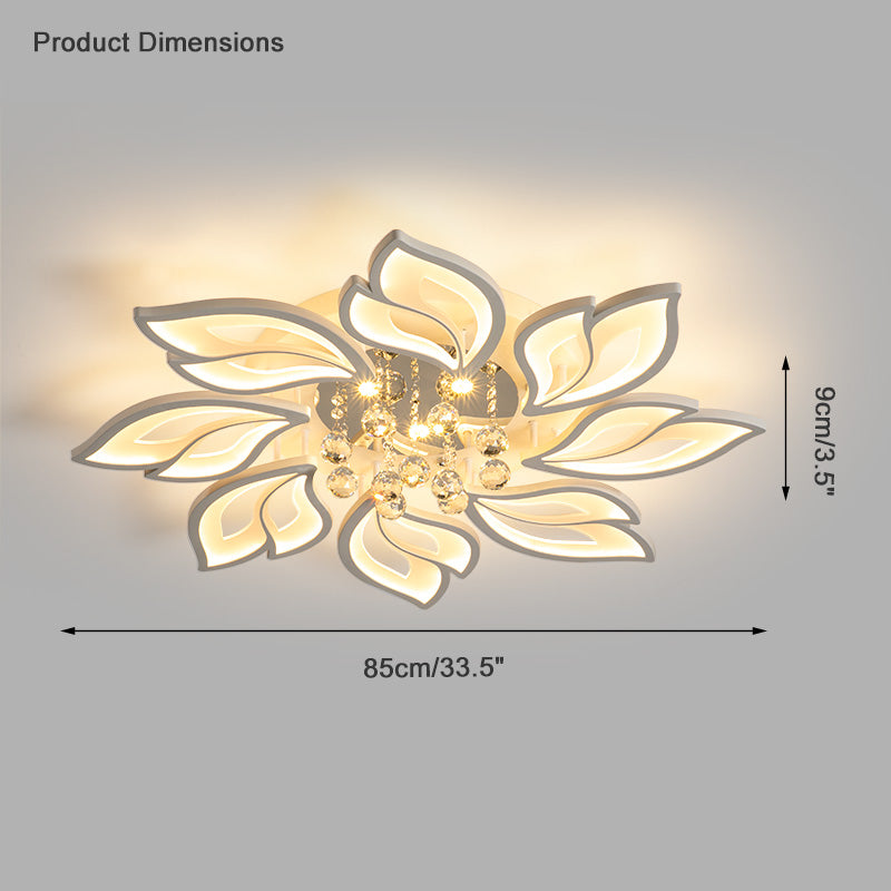 WOMO Big Flower Crystal Flush Mount Ceiling Light-WM1107