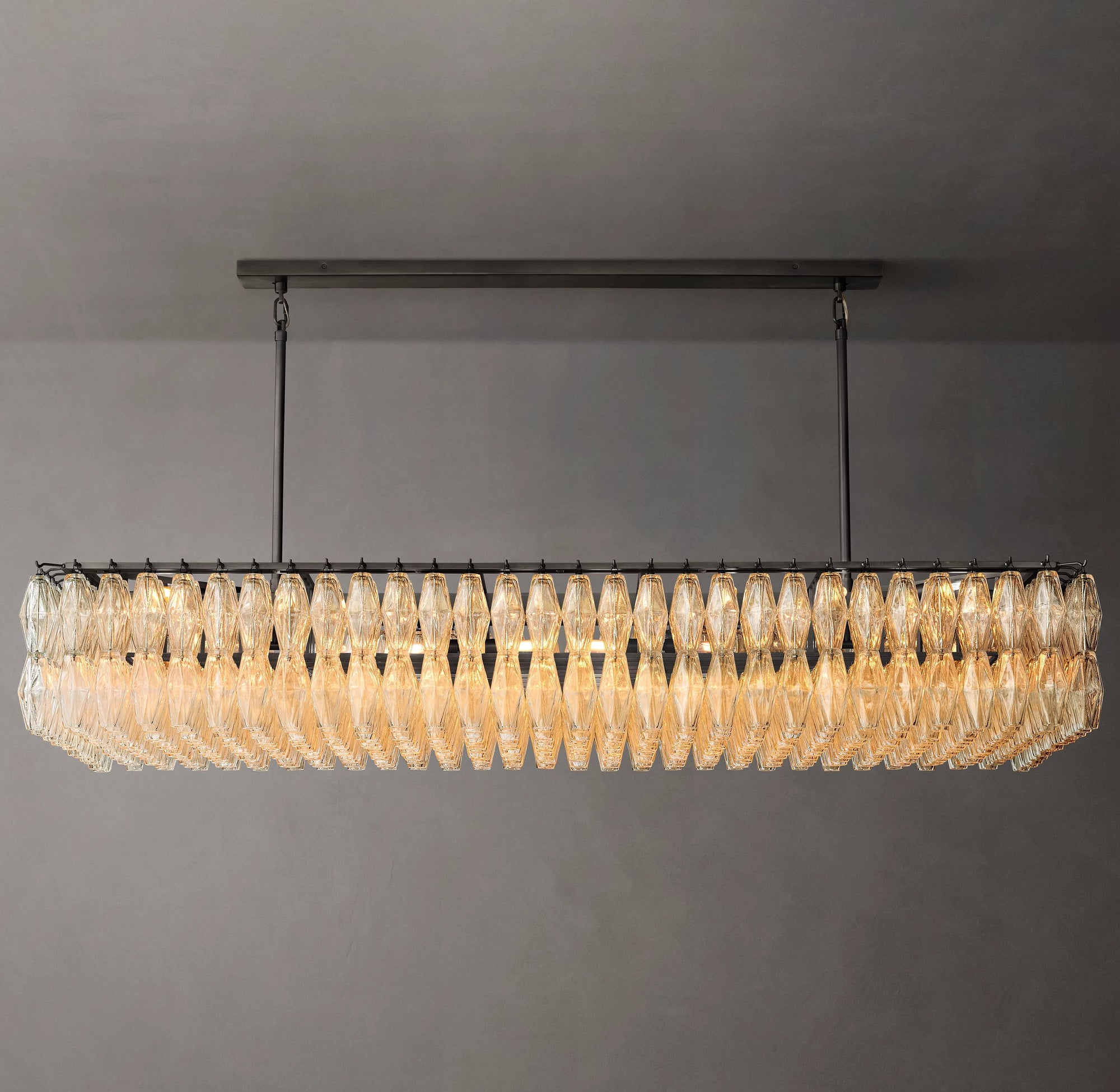 WOMO Clear Murano Glass Rectangular Chandelier - Chiara