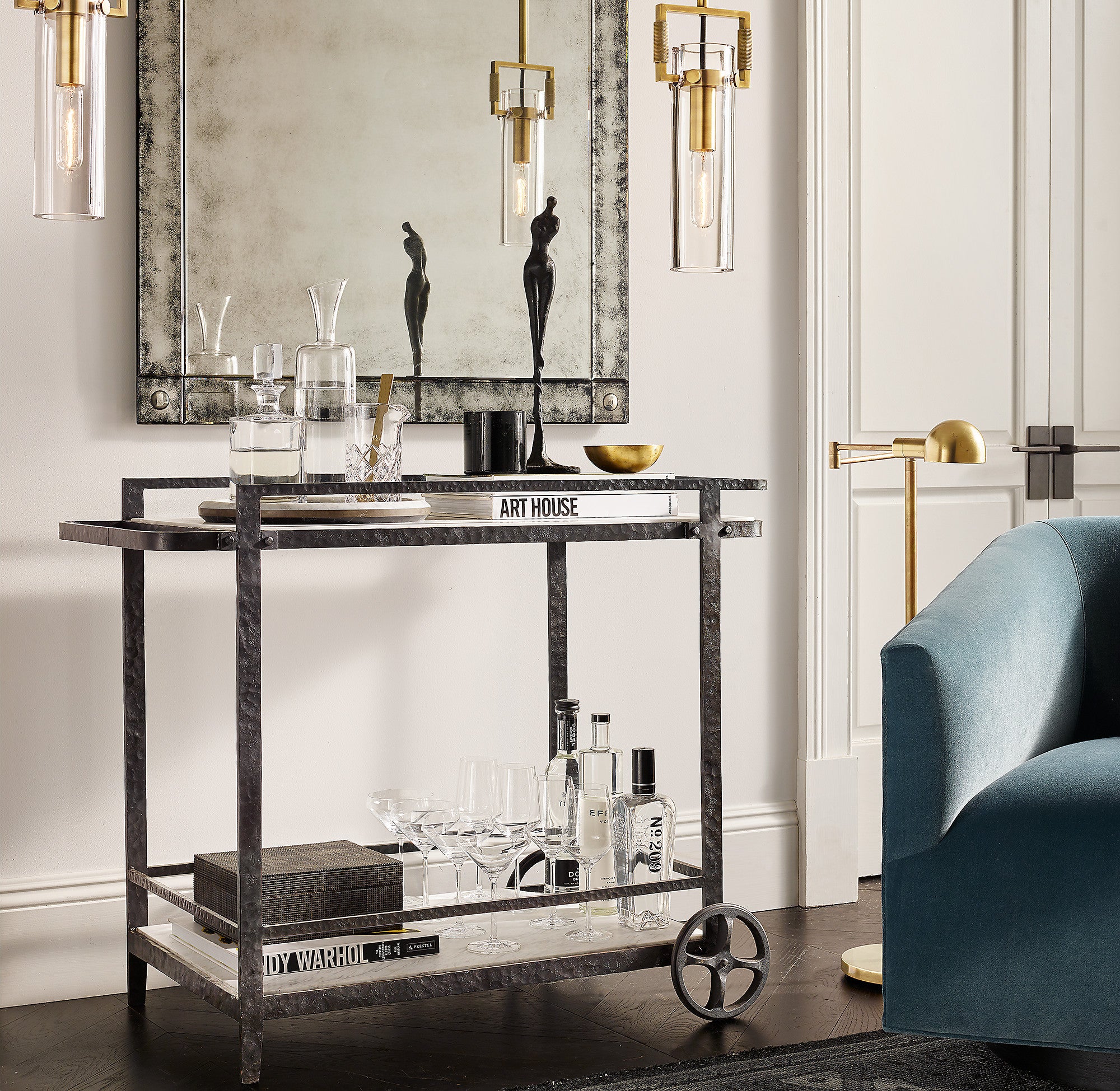 WOMO Clear Glass Cylinder Pendant Light - Machinist