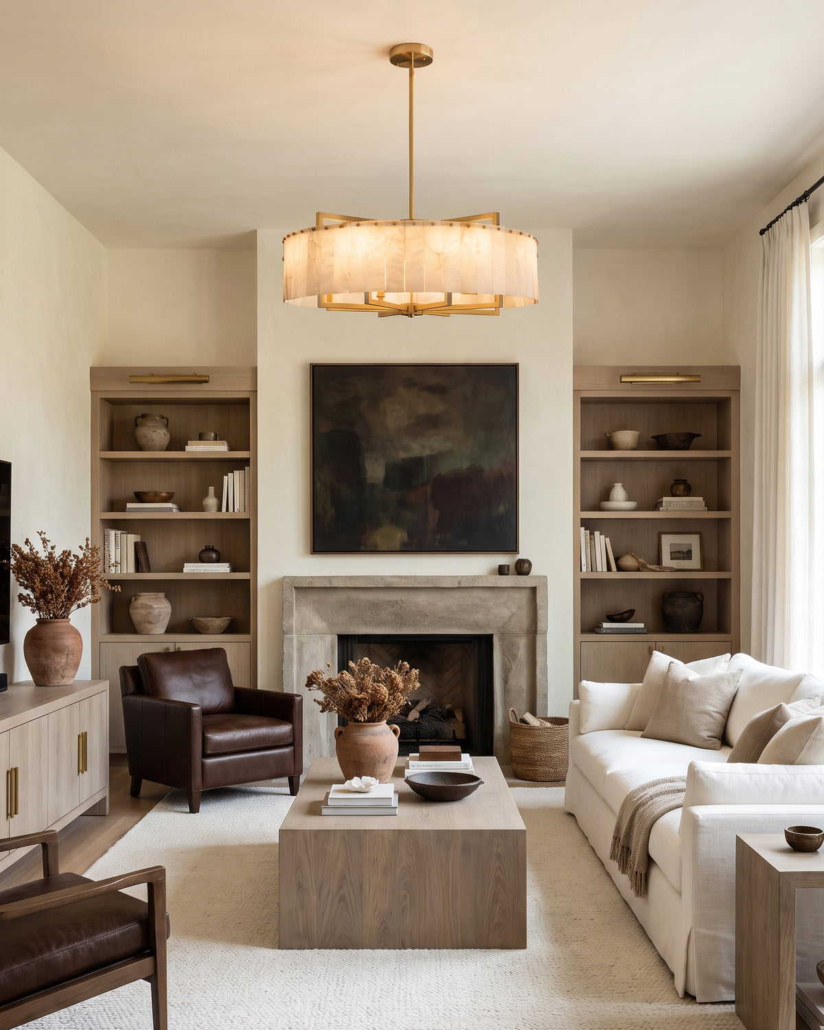 WOMO Round Alabaster Chandelier-WM2390a