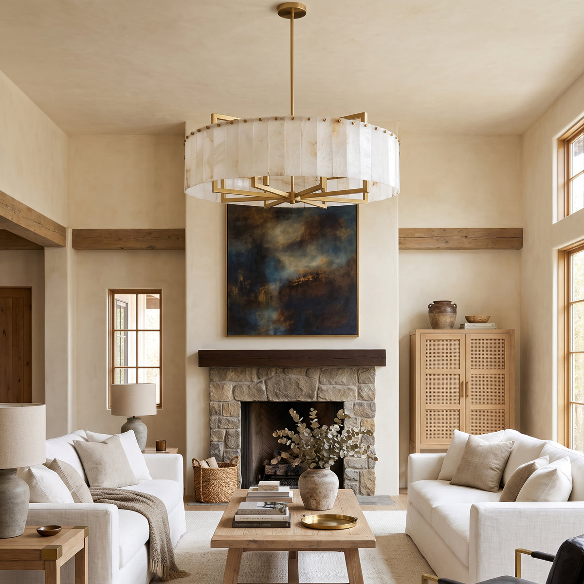 WOMO Round Alabaster Chandelier-WM2390a
