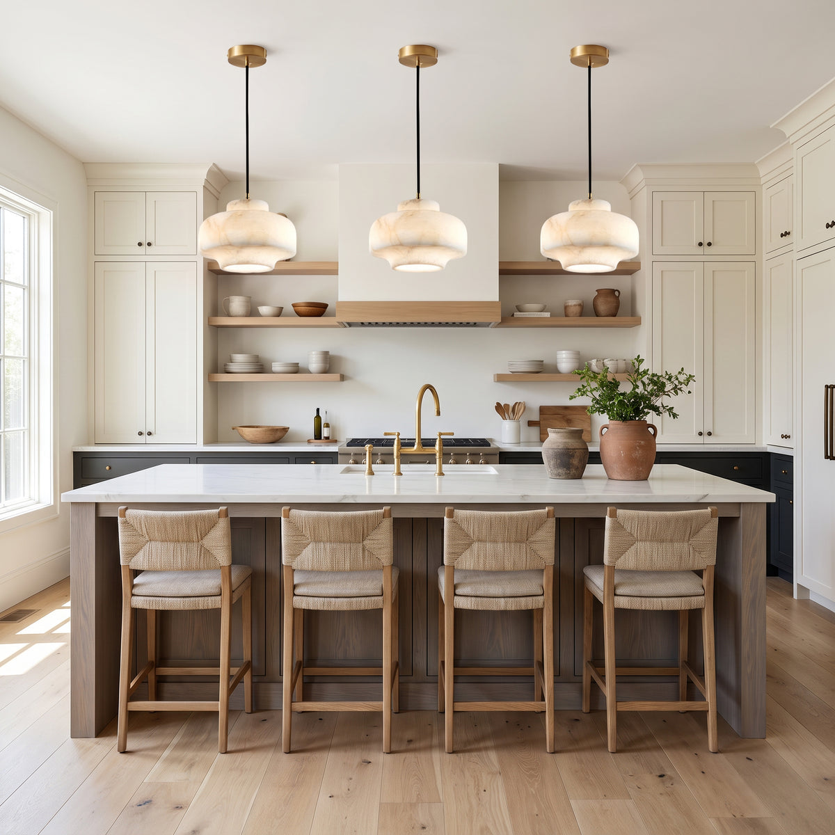 WOMO Drum Alabaster Pendant Light-WM2841