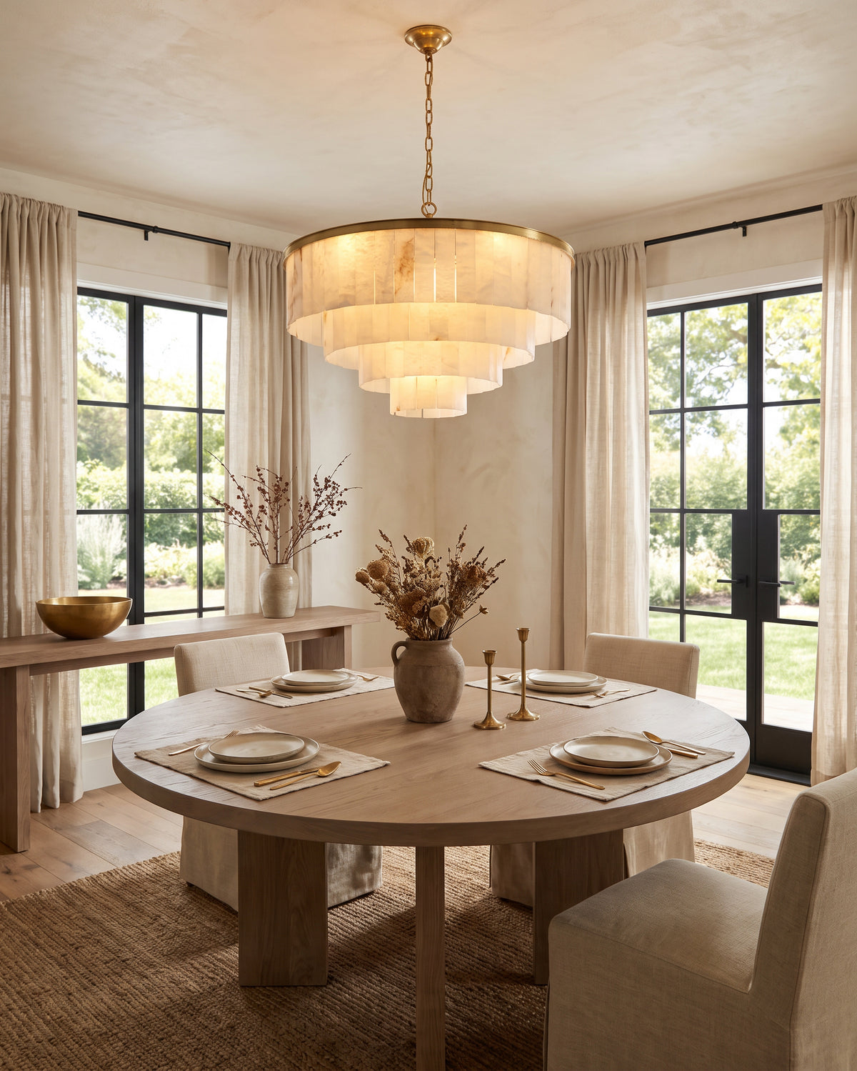 WOMO Tiered Round Alabaster Chandelier-WM2853