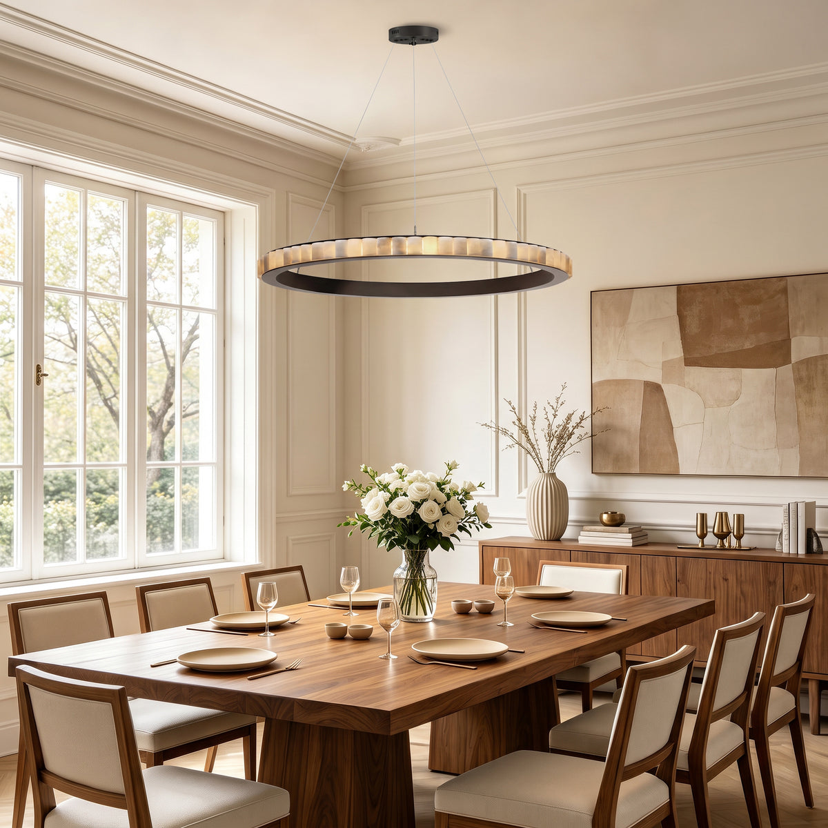 WOMO Tiered Circular Alabaster Chandelier-WM2858