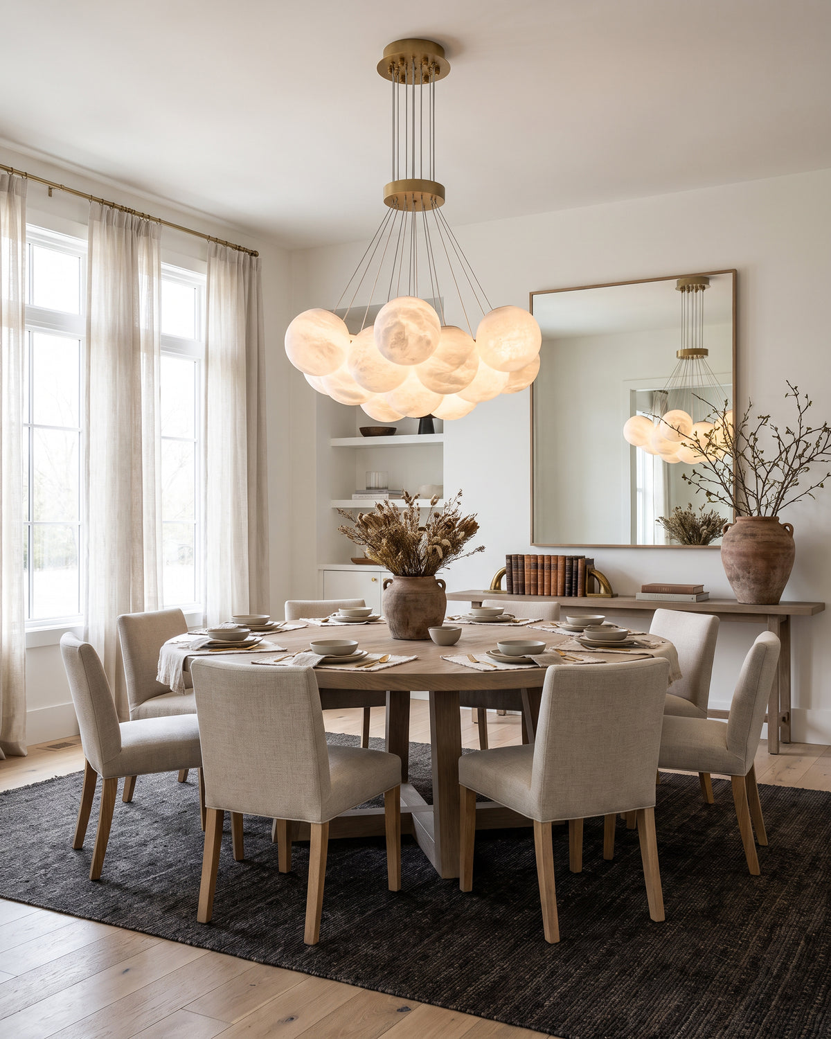 WOMO Cluster Globe Alabaster Pendant Chandelier-WM2865