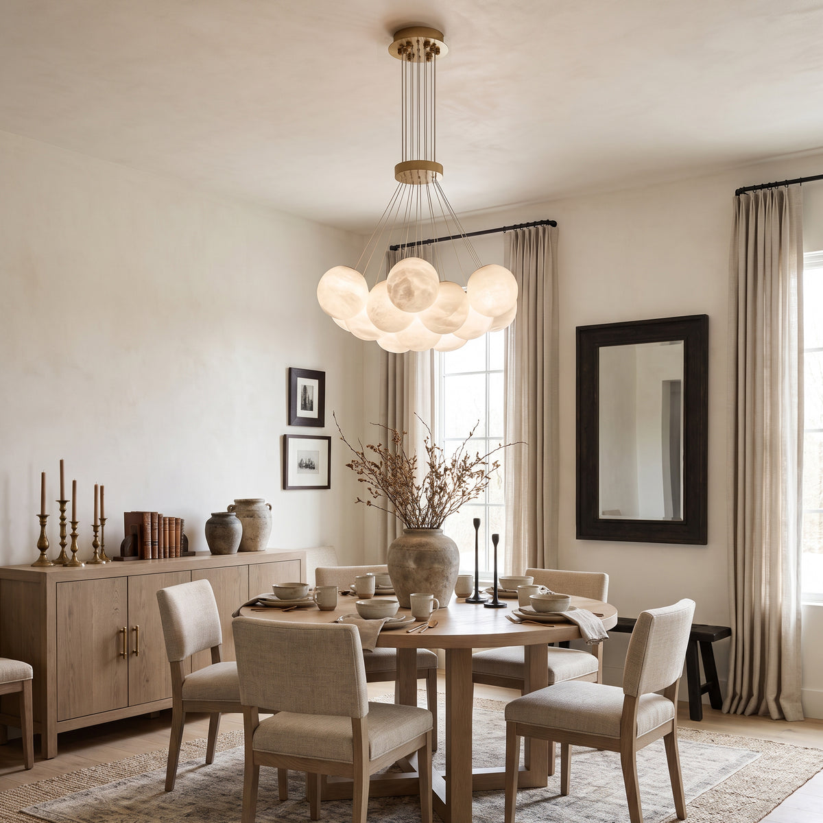 WOMO Cluster Globe Alabaster Pendant Chandelier-WM2865
