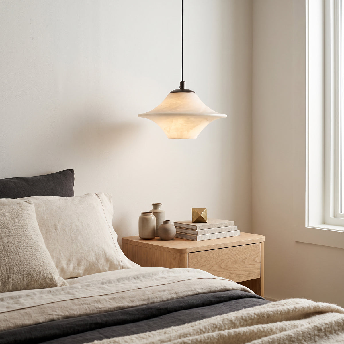 WOMO Flying Saucer Alabaster Pendant Light-WM2878