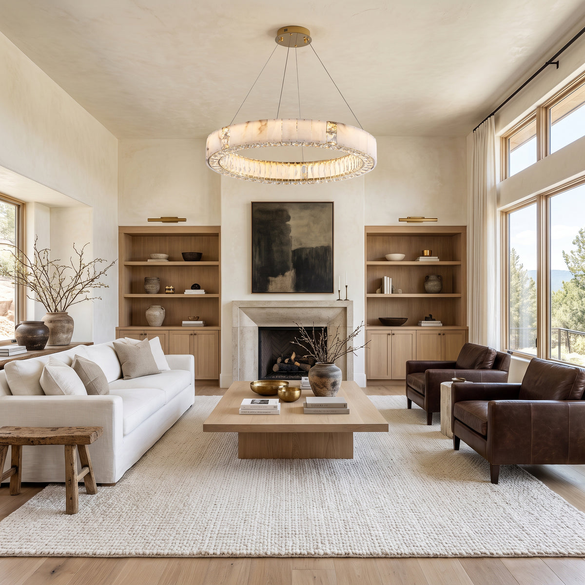 WOMO Alabaster Circular Led Chandelier-WM3056