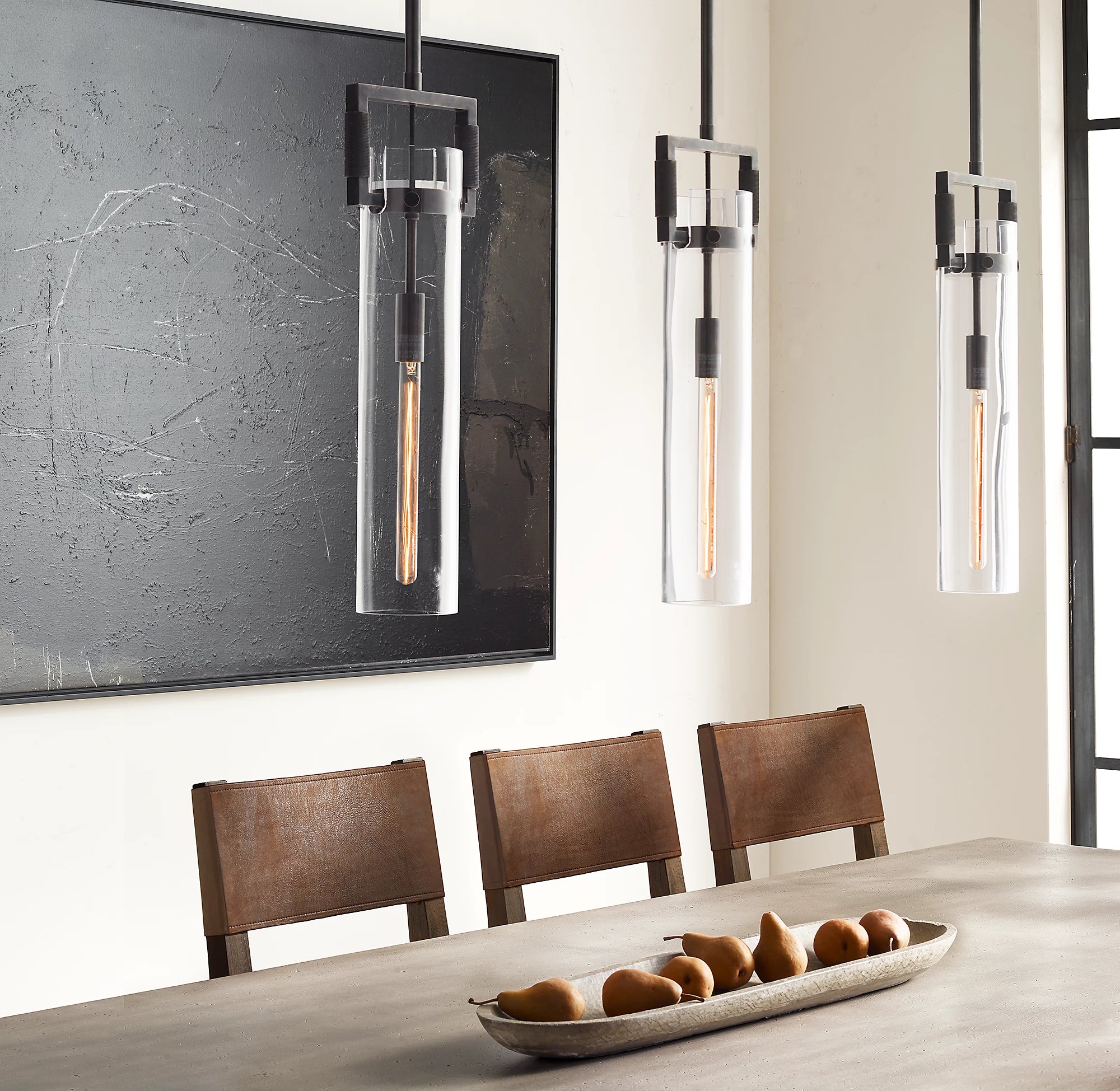 WOMO Clear Glass Cylinder Pendant Light - Machinist