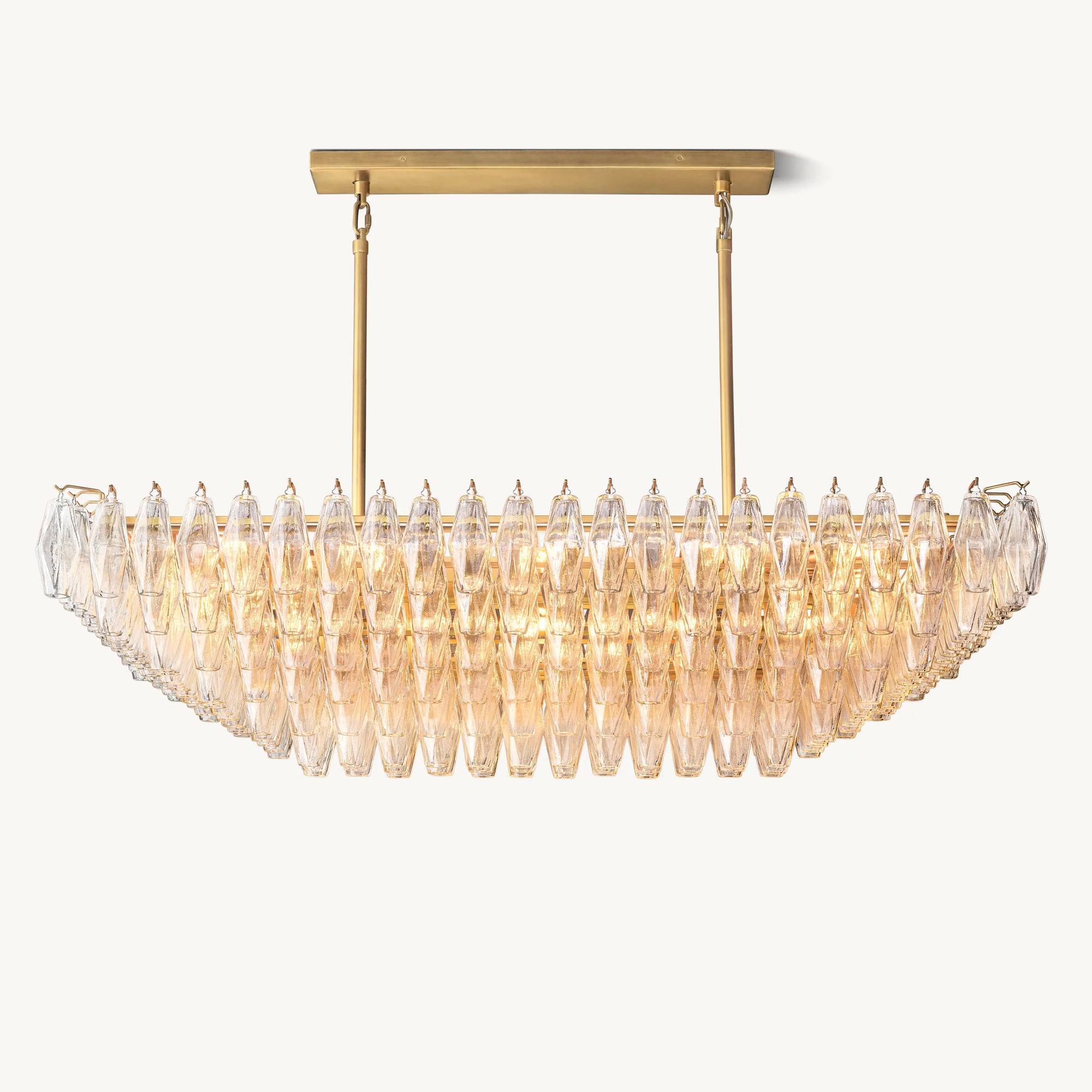 WOMO Clear Murano Glass Tiered Rectangular Chandelier - Chiara