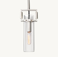 WOMO Clear Glass Cylinder Pendant Light - Machinist