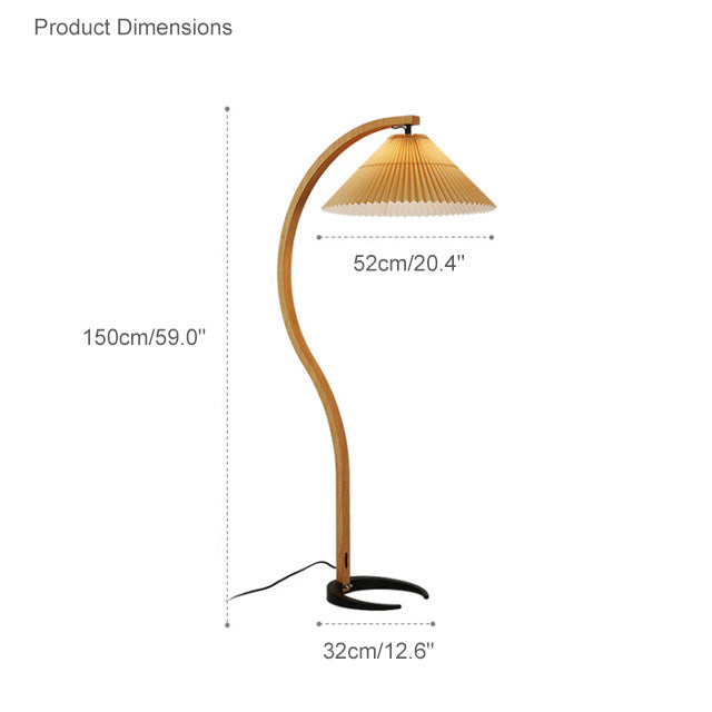 WOMO Pleated Gooseneck Floor Lamp-WM7013