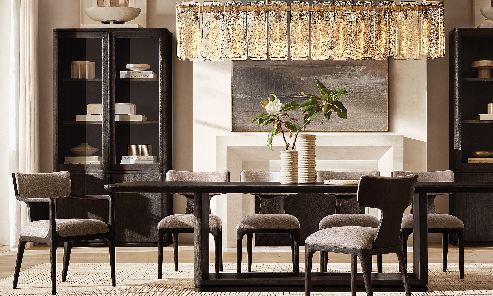 WOMO Textured Glass Rectangular Chandelier - Calamette