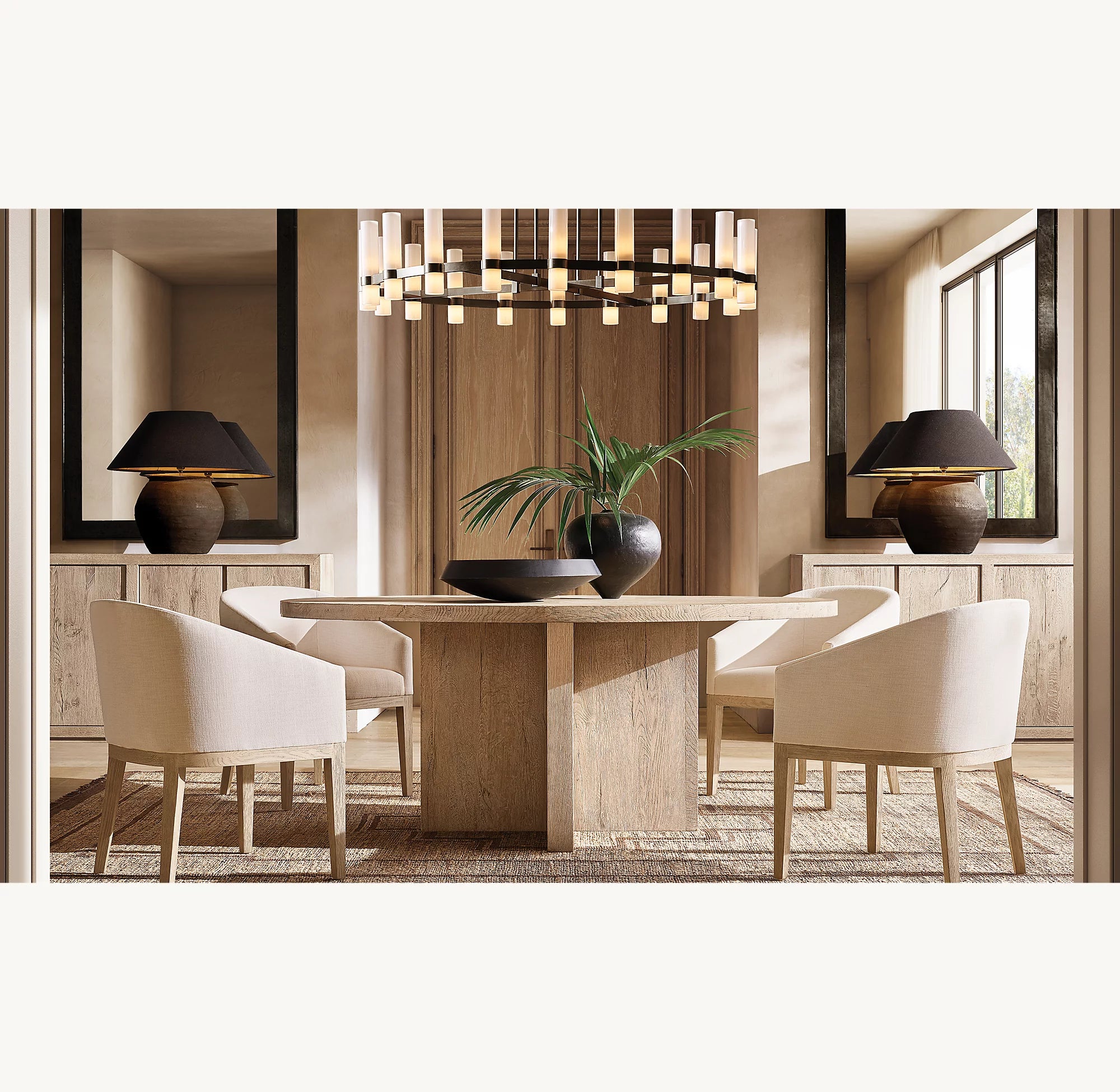 WOMO Cylindrical Milk Glass Round Chandelier - Ravelle