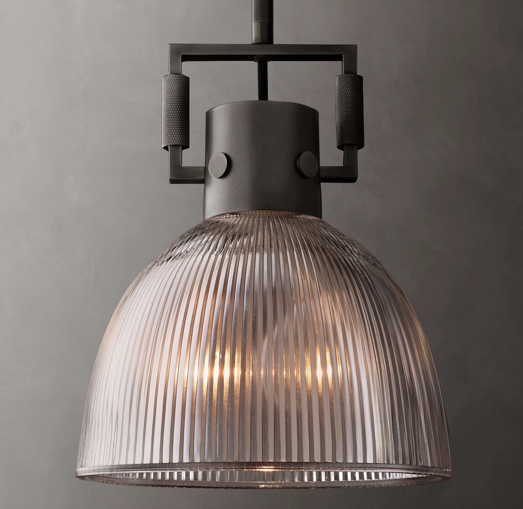 WOMO 10 Inch Ribbed Glass Dome Pendant Light - Machinist