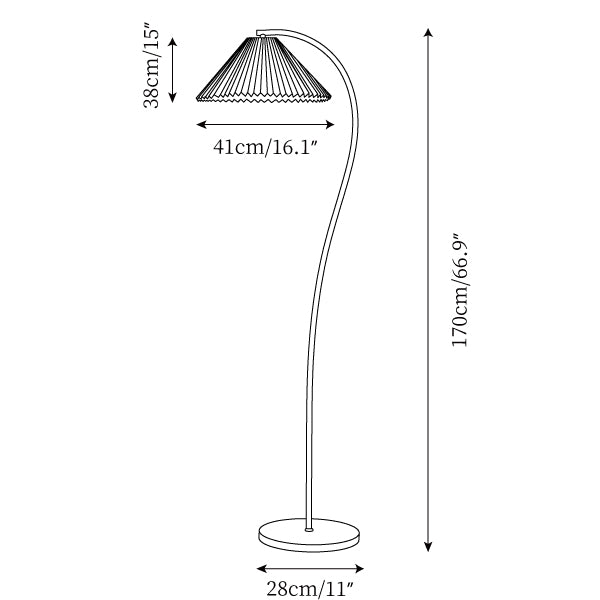 WOMO Pleated Gooseneck Floor Lamp-WM7119