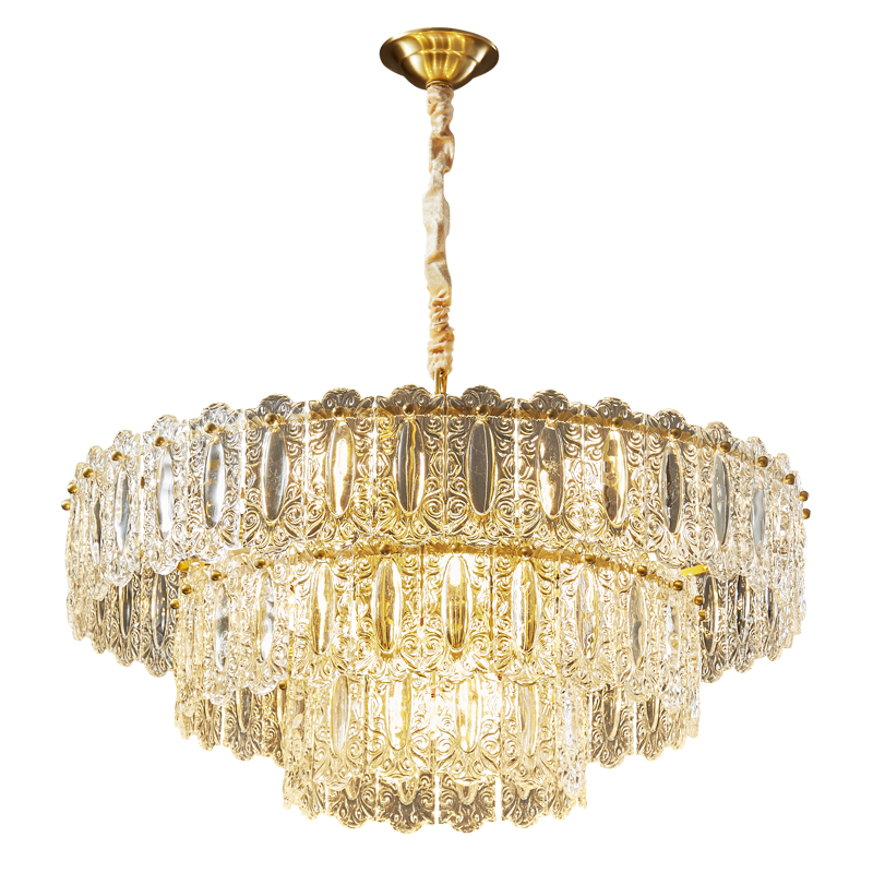 WOMO Textured Glass Tiered Chandelier-WM2177