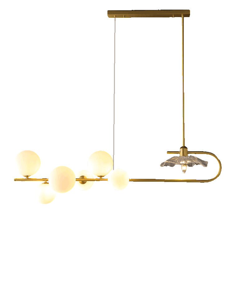 WOMO Linear Glass Bubble Brass Chandelier-WM2252