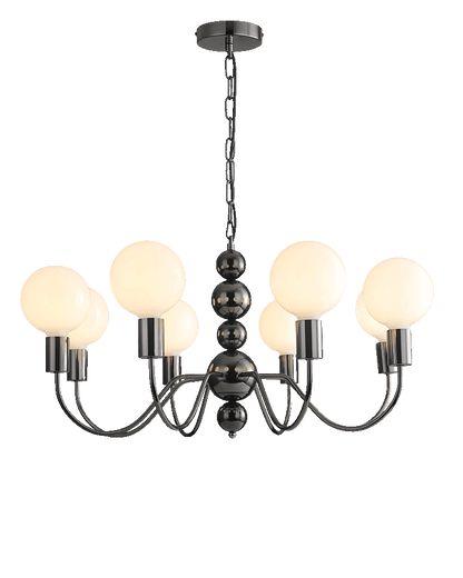 WOMO Milk Glass Globe Black Arm Chandelier-WM2173