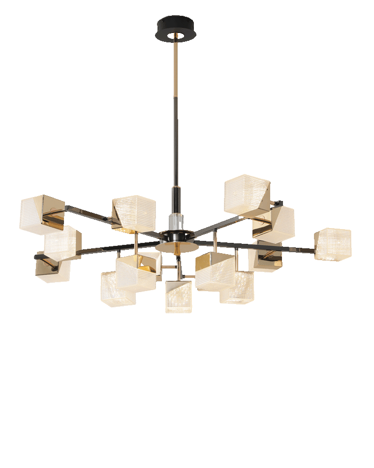 WOMO Prismatic Cube Gold Chandelier-WM2211