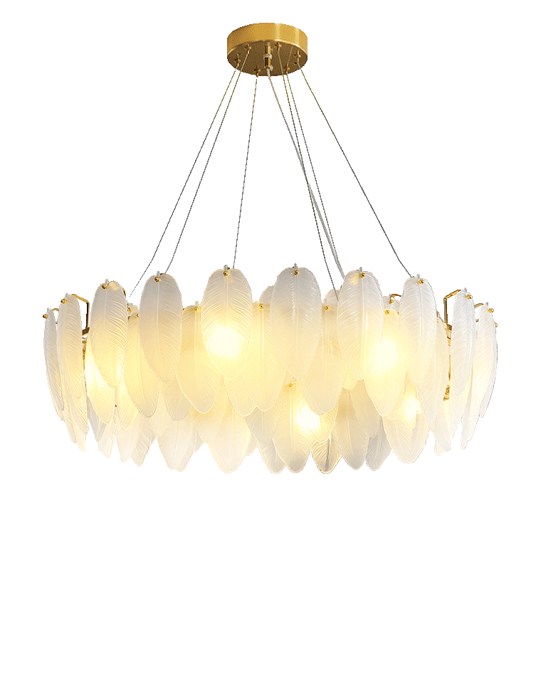 WOMO Frosted Glass Feather Chandelier-WM2196