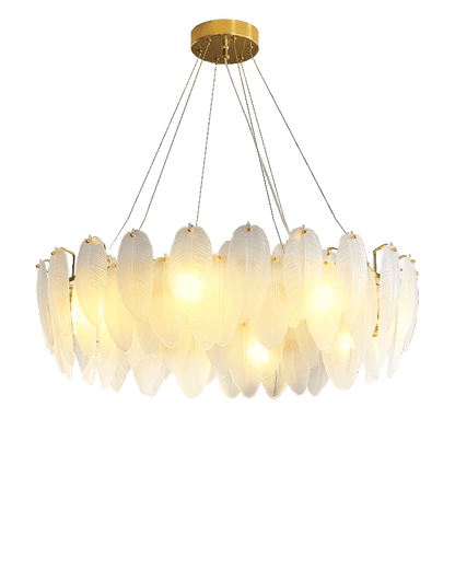 WOMO Frosted Glass Feather Chandelier-WM2196