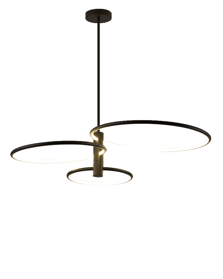 WOMO 3 Black LED Rings Chandelier-WM2179
