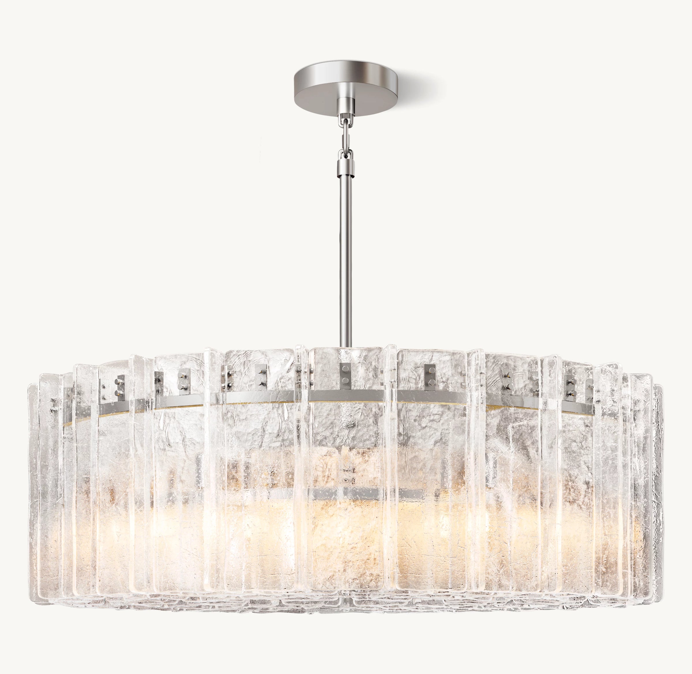 WOMO Clear Hammered Glass Round Chandelier - Lattice