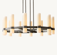 WOMO Cylindrical Milk Glass Round Chandelier - Ravelle