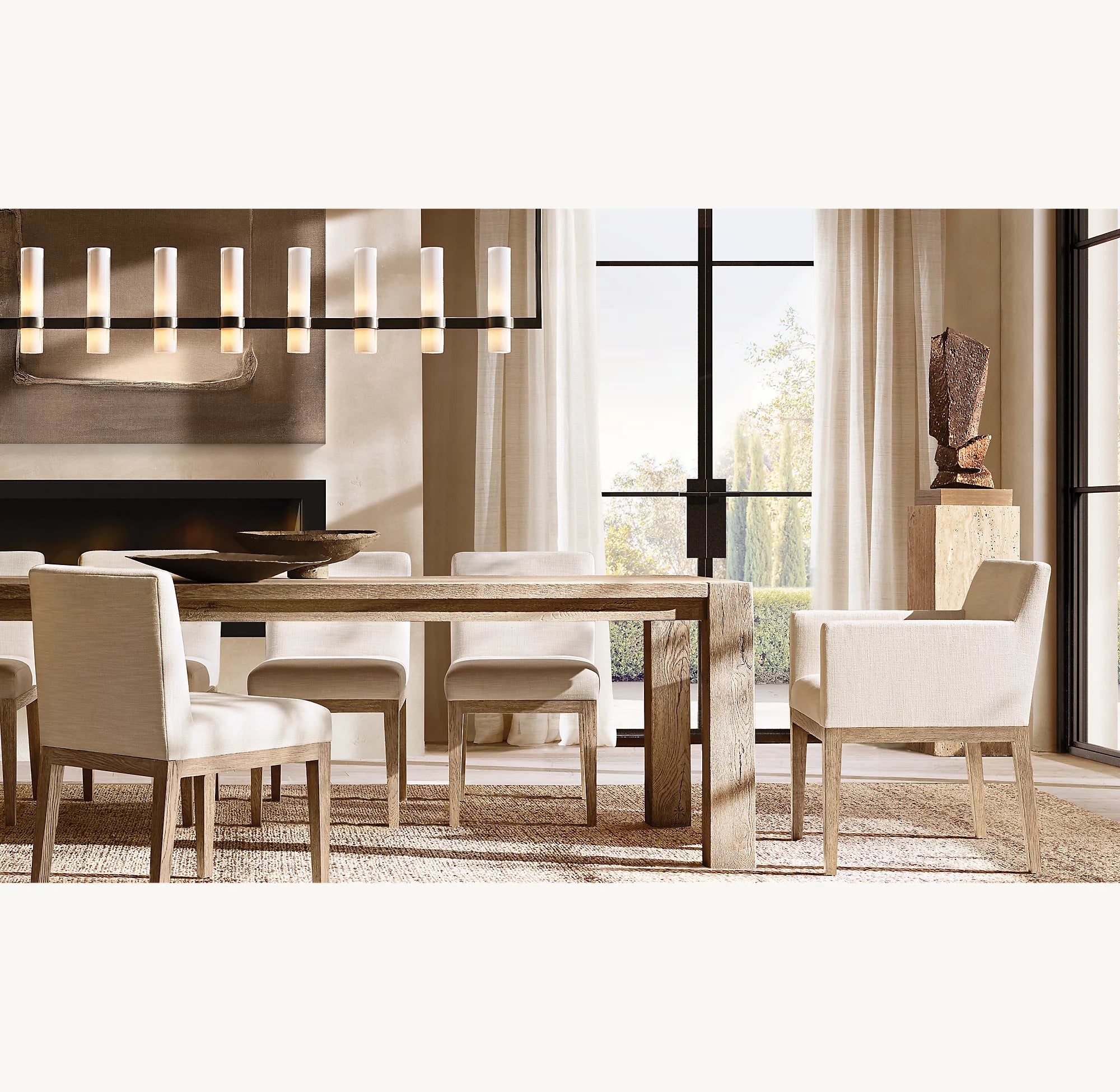 WOMO Cylindrical Milk Glass Linear Chandelier - Ravelle