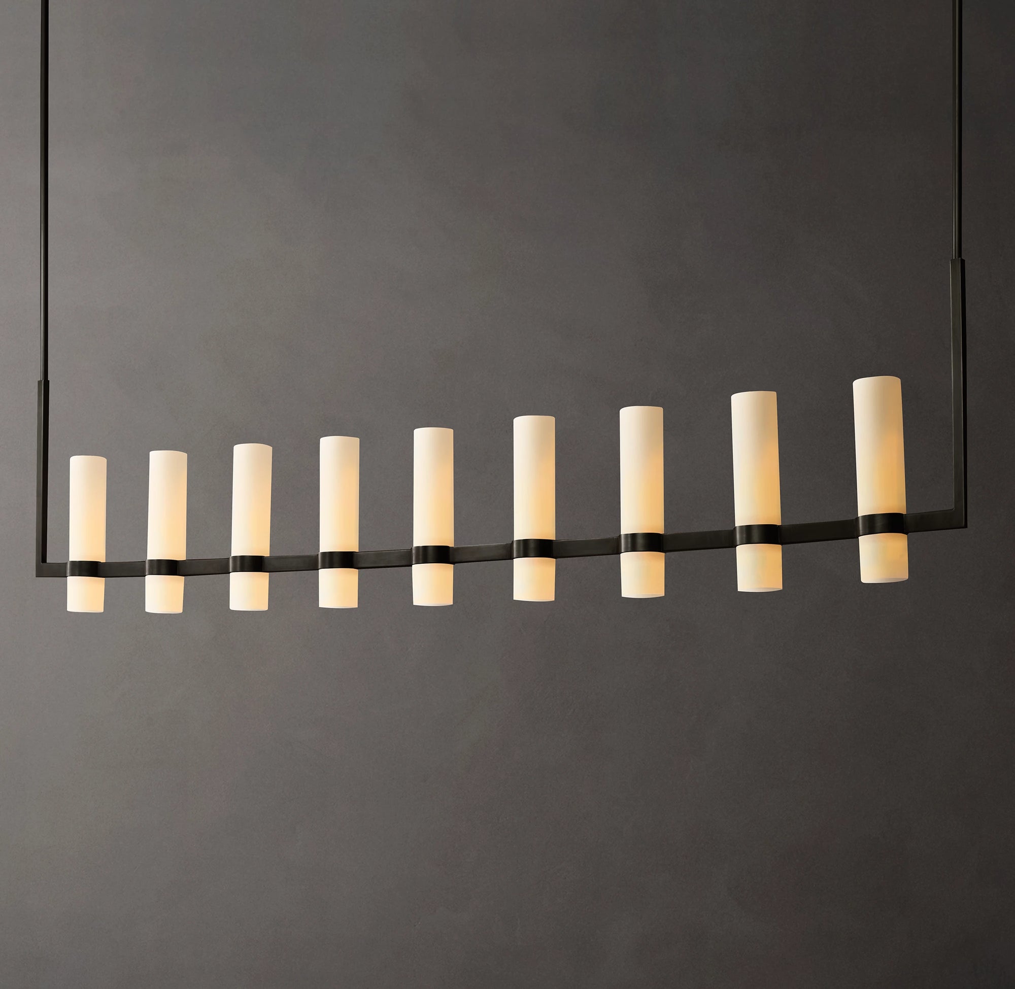 WOMO Cylindrical Milk Glass Linear Chandelier - Ravelle