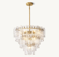 WOMO Clear Hammered Glass Tiered Chandelier - Lattice