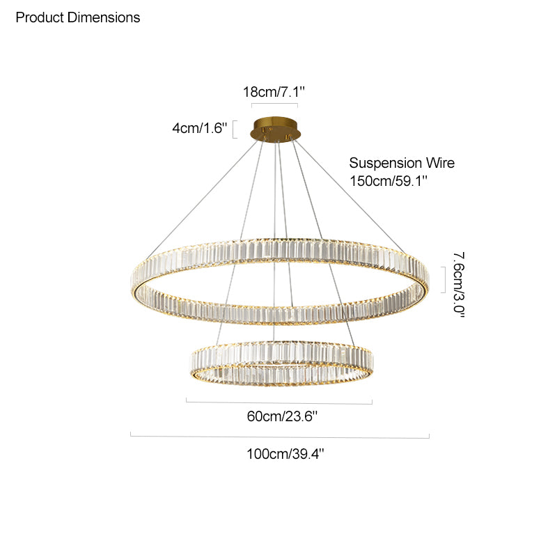 WOMO 2 Tier Crystal Prism Circular Chandelier-WM2192