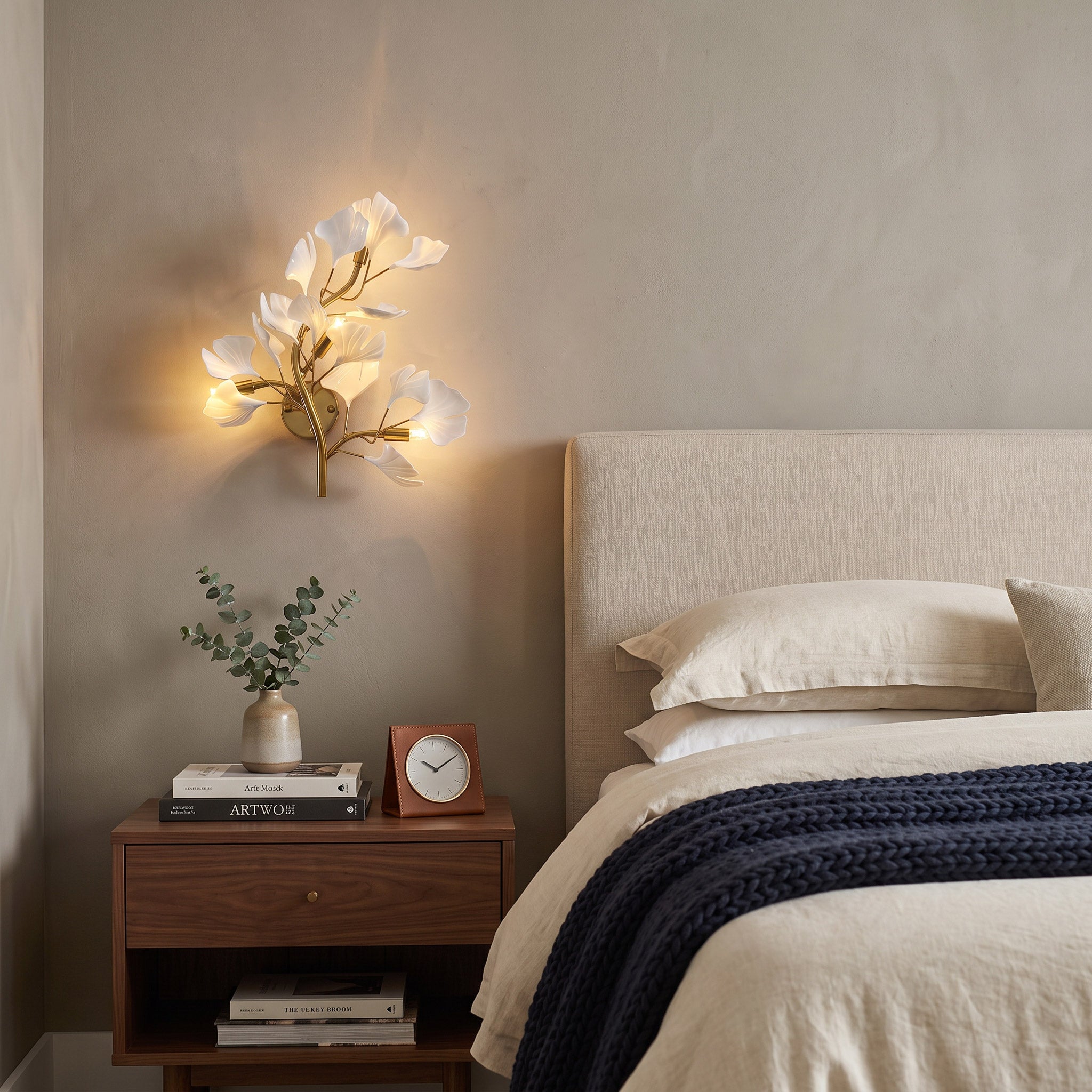 WOMO Ceramic Ginkgo Vine Wall Sconce -WM6161