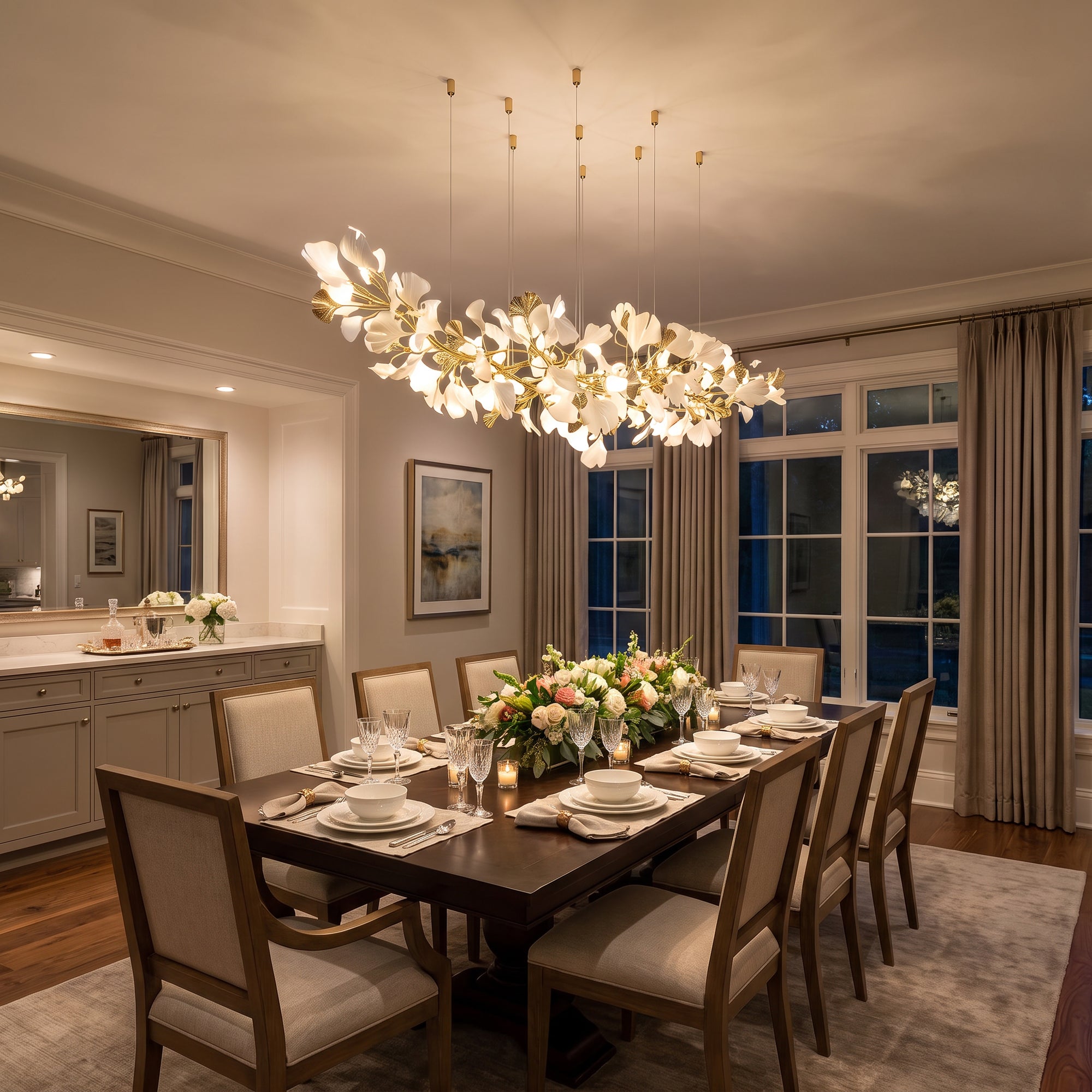 WOMO Gingko Long Linear Chandelier-WM2426