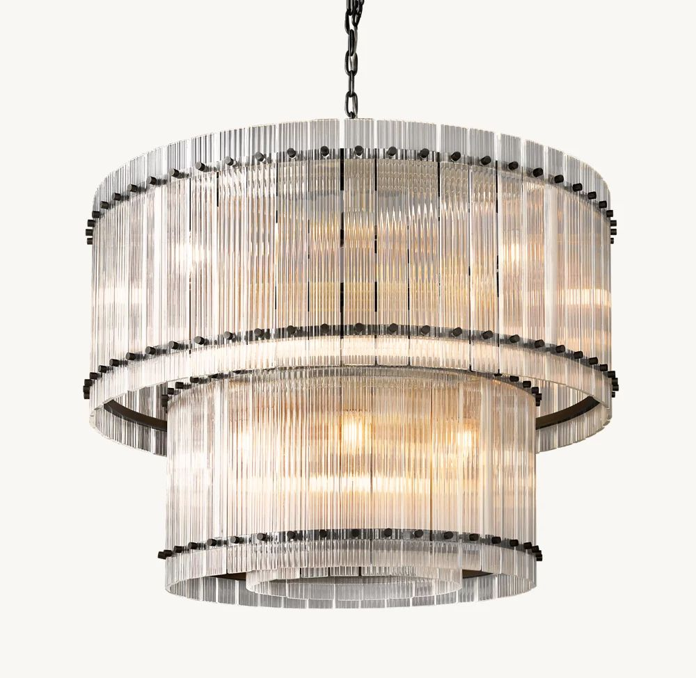 WOMO Ribbed Glass Two-Tier Chandelier - San Marco