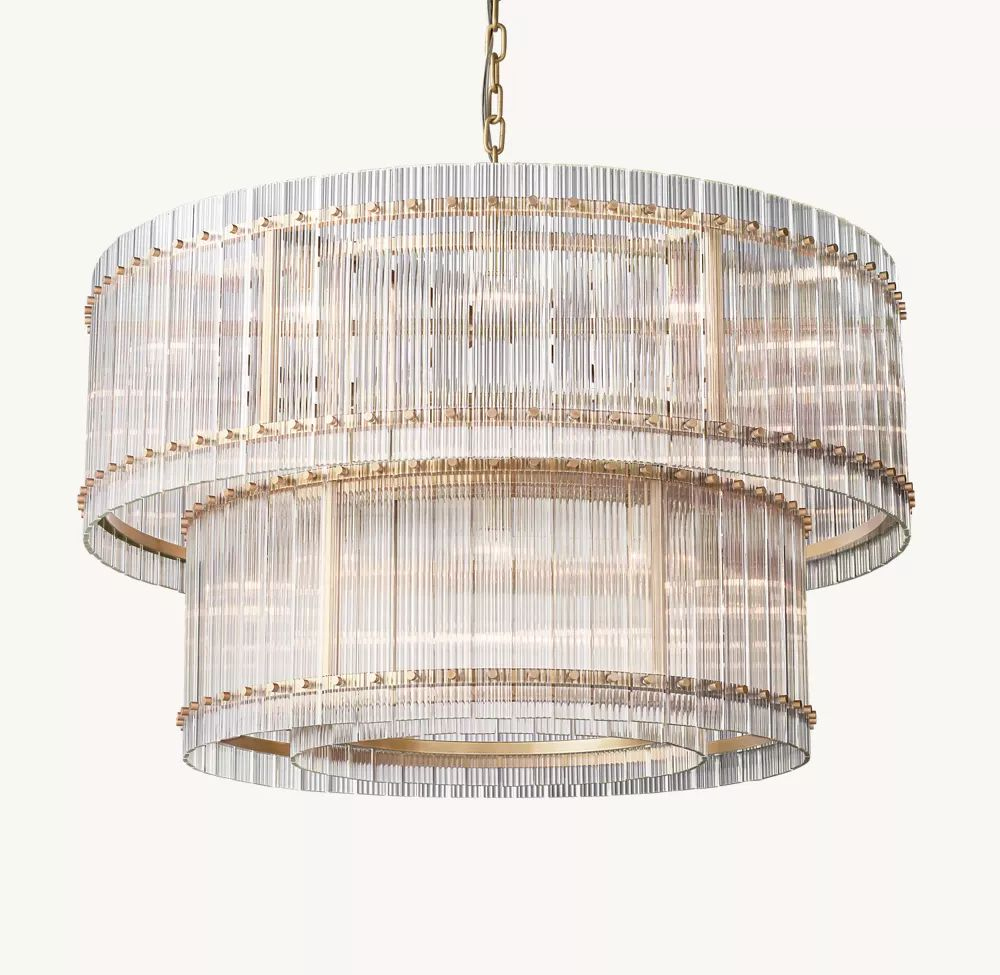 WOMO Ribbed Glass Two-Tier Chandelier - San Marco