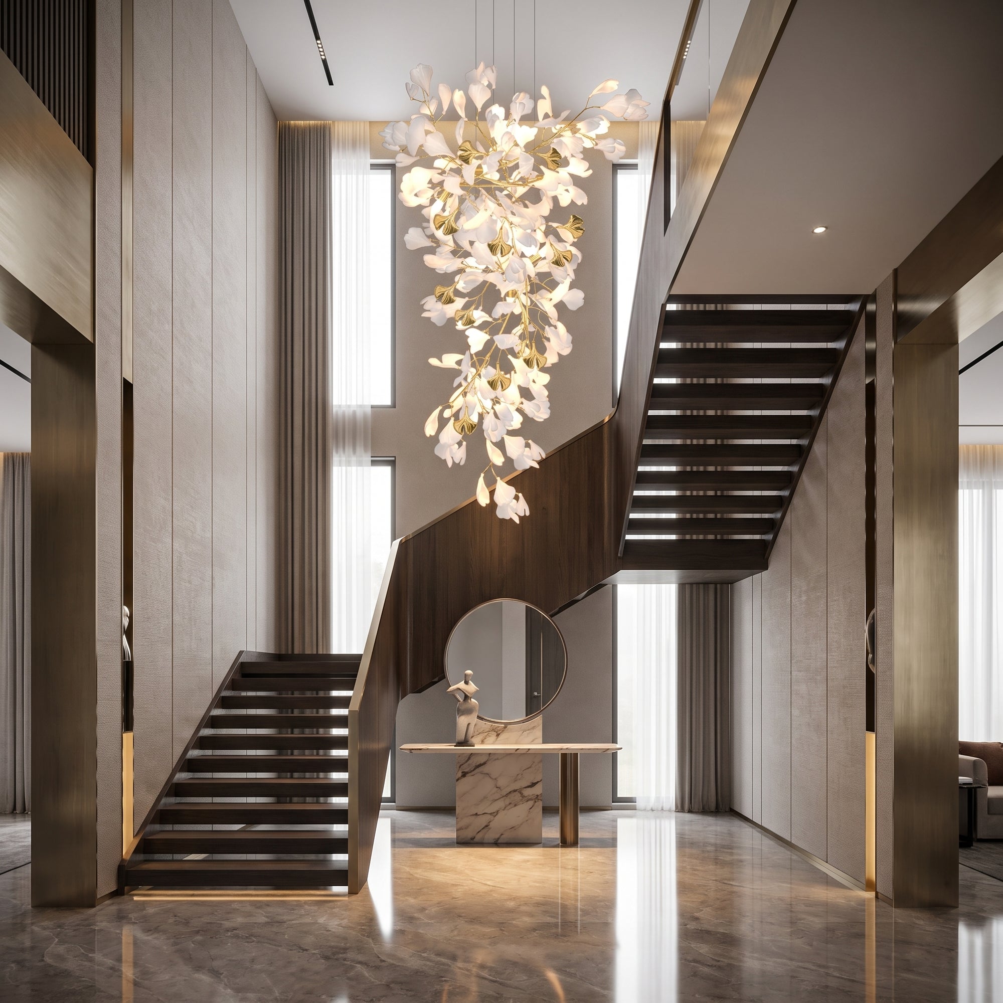 WOMO Gingko Long Staircase Chandelier-WM2425