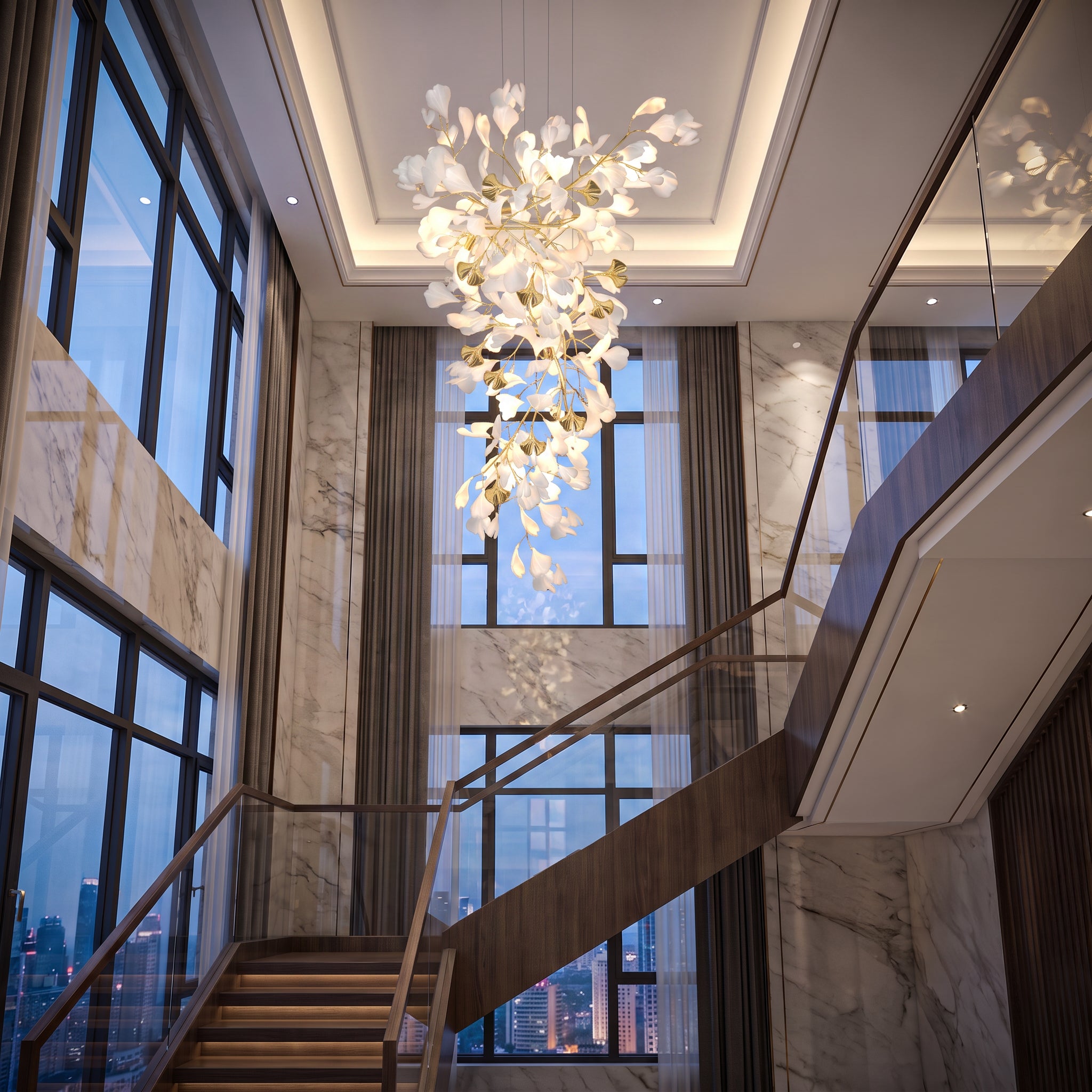 WOMO Gingko Long Staircase Chandelier-WM2425