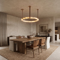 WOMO Alabaster Circular Leather Chandelier-WM2875