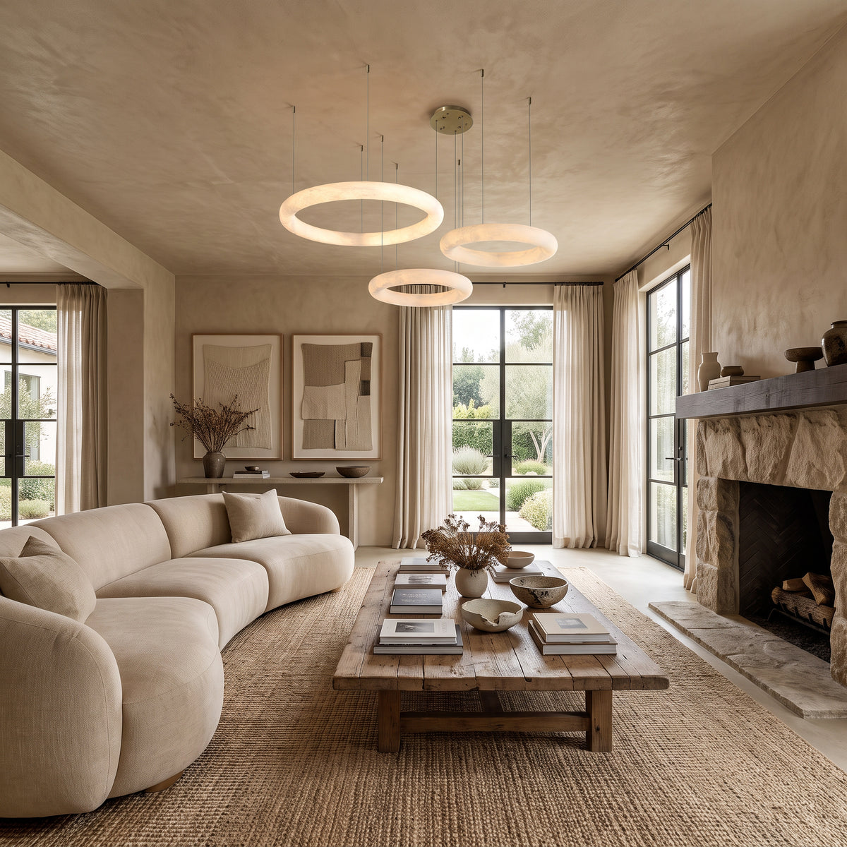 WOMO Alabaster Circle LED Chandelier-WM2873