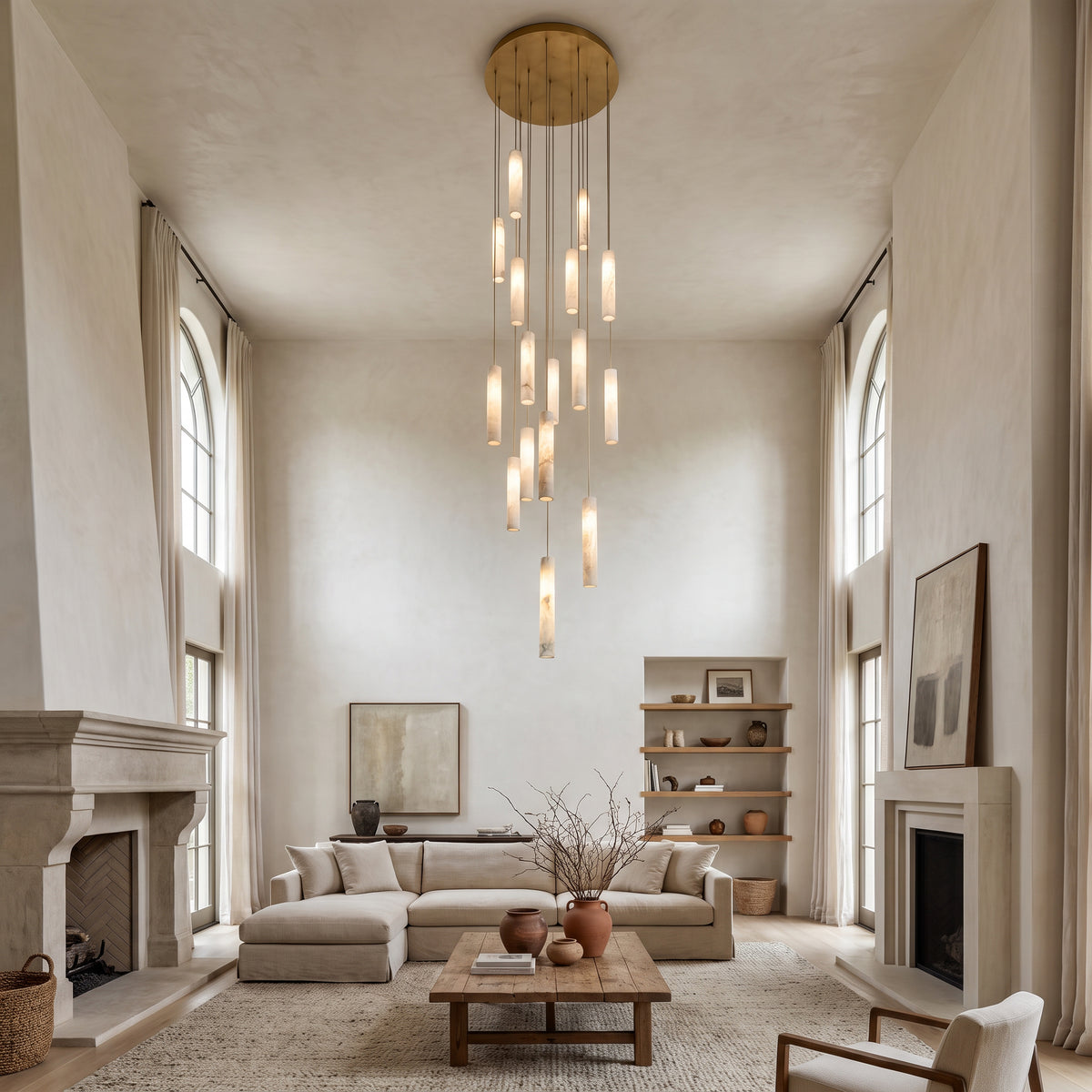 WOMO Alabaster Tube Staircase Chandelier-WM2881